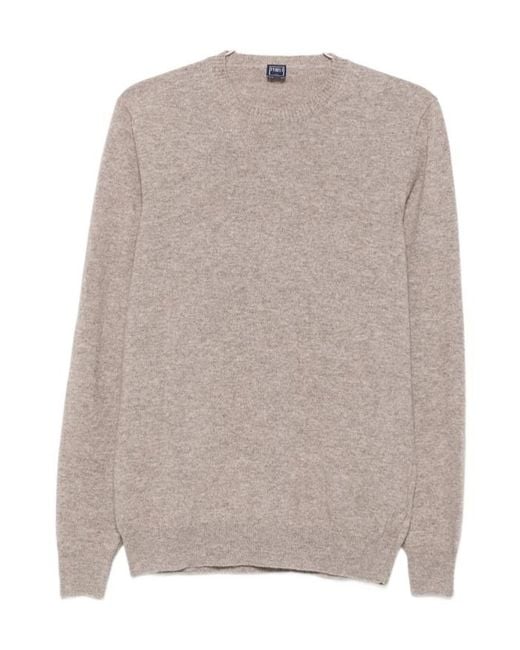 Fedeli Gray Crew-Neck Long-Sleeve Sweater for men