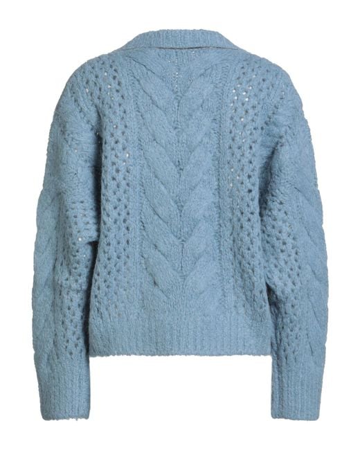 Brunello Cucinelli Blue Medium-Thickness V-Neck Solid-Color Long-Sleeved Knitted Sweater