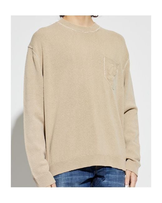 DSquared² Natural Embroidered Pocket Knitted Sweater for men