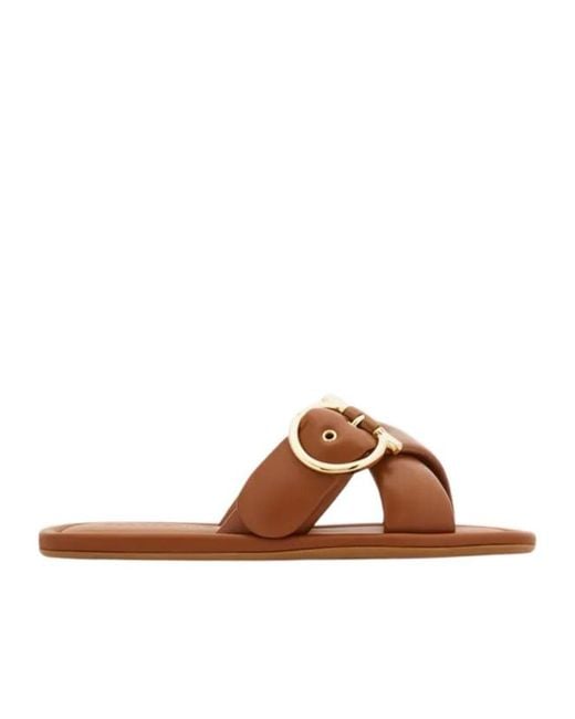 Ferragamo Brown Gancini Ornament Slide