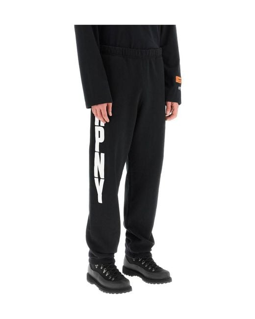 Heron Preston Black Logo-Printed Elasticated Waistband Pants for men
