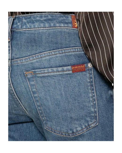 7 For All Mankind Blue Low Cigarette Low-Rise Jeans