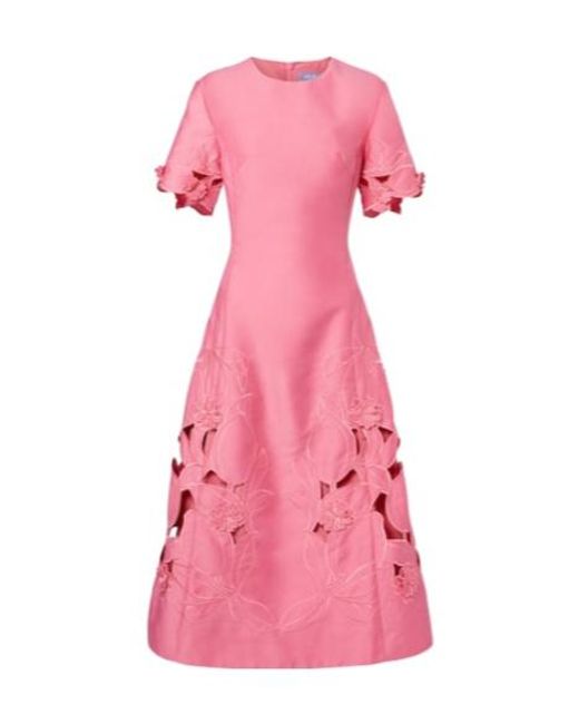 Leo Pink Caroline Laser-Cut Midi Dress