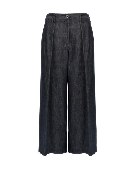 Brunello Cucinelli Black Pleated Wide-Leg Pants