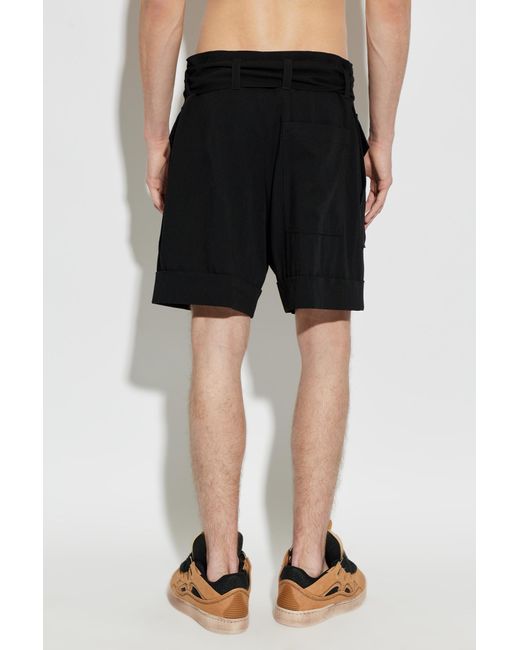 Lanvin Black Belted Cargo Shorts for men