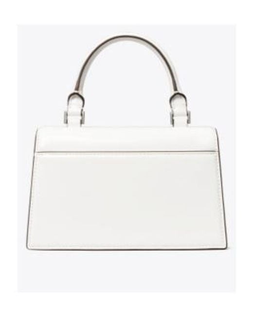 Tory Burch White Bon Bon Logo Plaque Mini Top Handle Bag