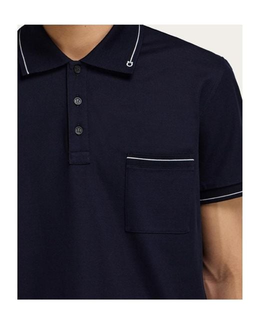 Ferragamo Blue Gancini Polo Shirt for men