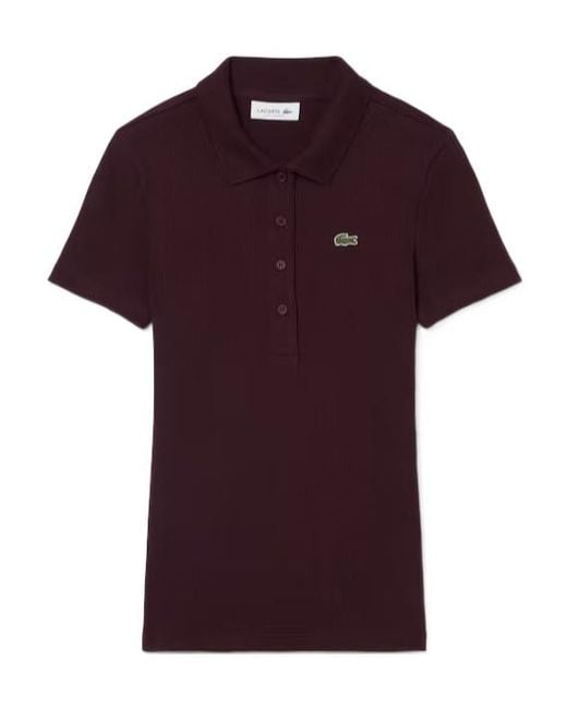 Lacoste Red Slim Fit L.12.D Ribbed Cotton Polo Shirt