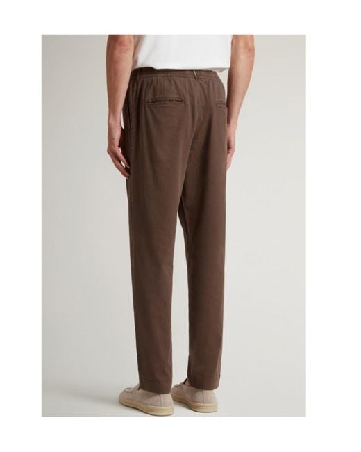 Woolrich Brown Milton Drawstring-Waist Trousers for men