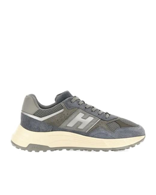 Hogan Gray Hyperlight Leather And Mesh Sneakers Shoes for men