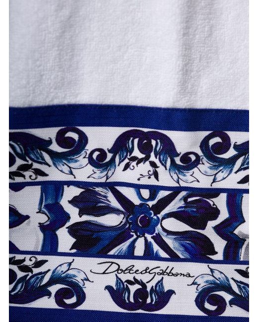 Dolce & Gabbana Blue Terry Belted Bathrobe for men