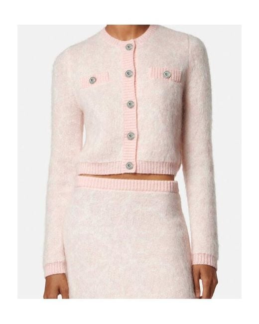 Versace Pink Pattern-Jacquard Knitted Cardigan