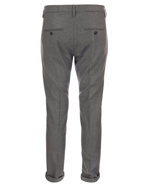 Dondup Gray Mid-Rise Slim-Fit Tailored Trousers for men