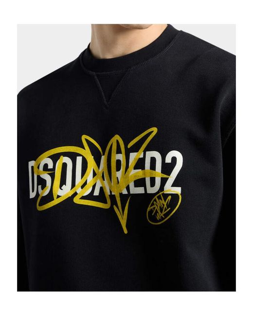 DSquared² Black Graffiti Cool Fit Crewneck for men