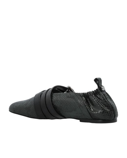 Ganni Black Buckled Strap Ballet Flats