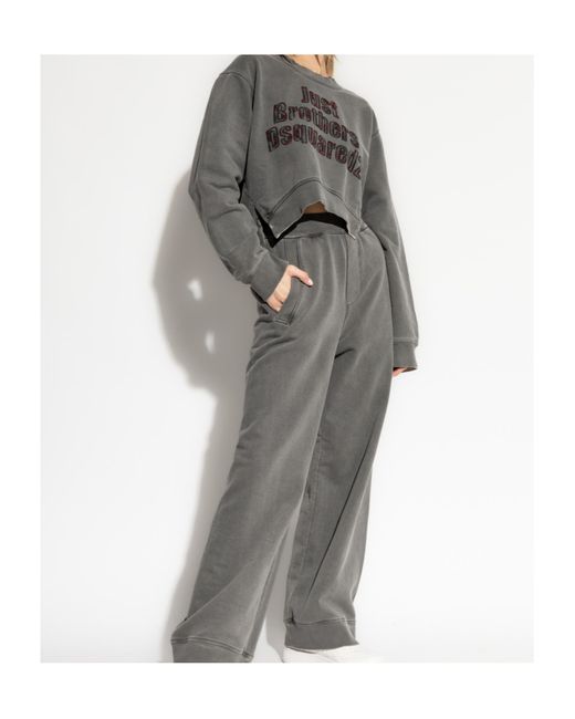 DSquared² Gray Wide Leg Sweatpants