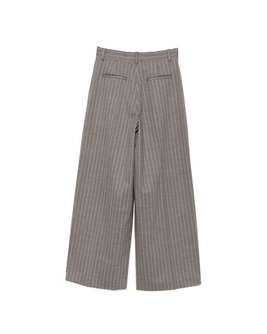 P.A.R.O.S.H. Gray Striped Casual Trousers