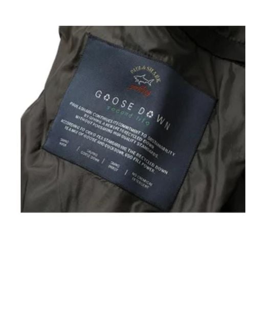 Paul & Shark Black Logo Patch Hooded Down Jacket for men