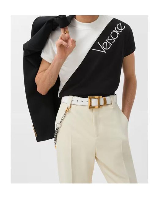 Versace Black Diagonal Logo T-Shirt for men