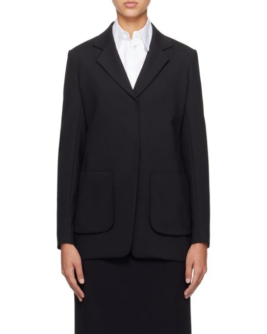The Row Black Patch-Pocket Long Blazer