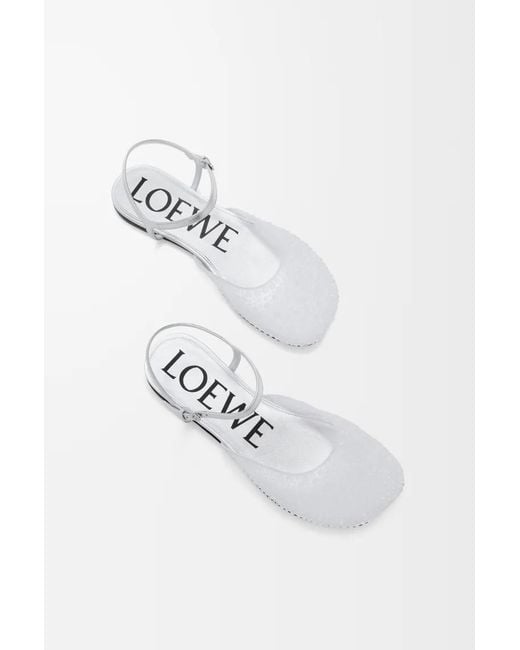 Loewe White Toy Ankle Strap Ballerinas