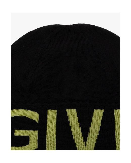 Givenchy Black Logo Intarsia-Knit Wool Beanie for men
