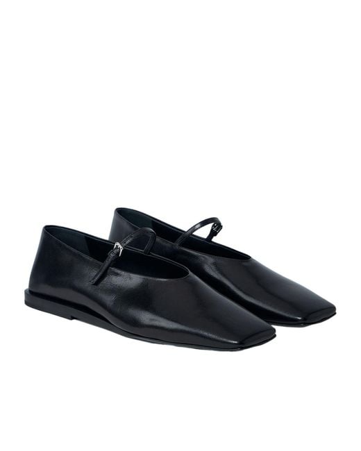 Jil Sander Black Ankle Buckle Strap Flat Shoes