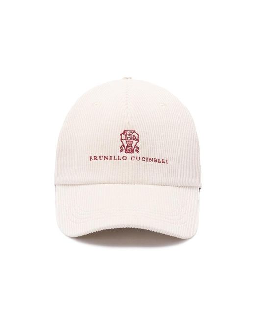 Brunello Cucinelli Pink Corduroy Logo-Embroidered Baseball Cap for men