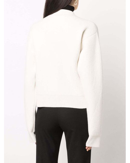 Jil Sander White Round-Neck Knitted Cardigan