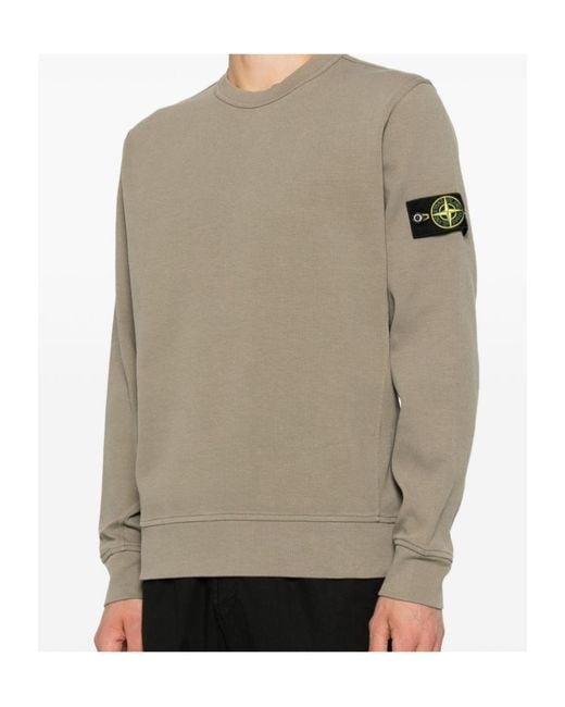 Stone Island Brown Logo-Patch Sweatshirt for men