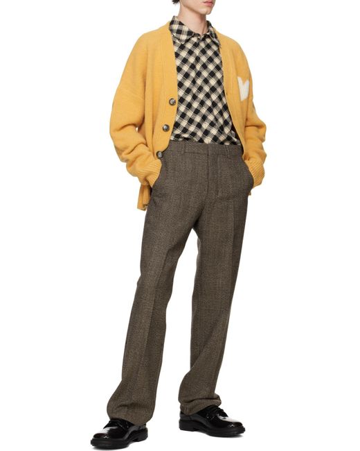 AMI Gray Ami Check Printed Twill Shirt for men
