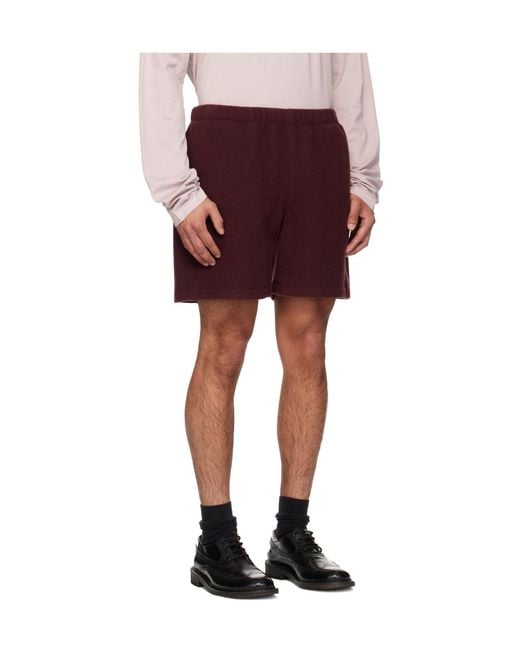Rier Red Wool Fleece Shorts for men