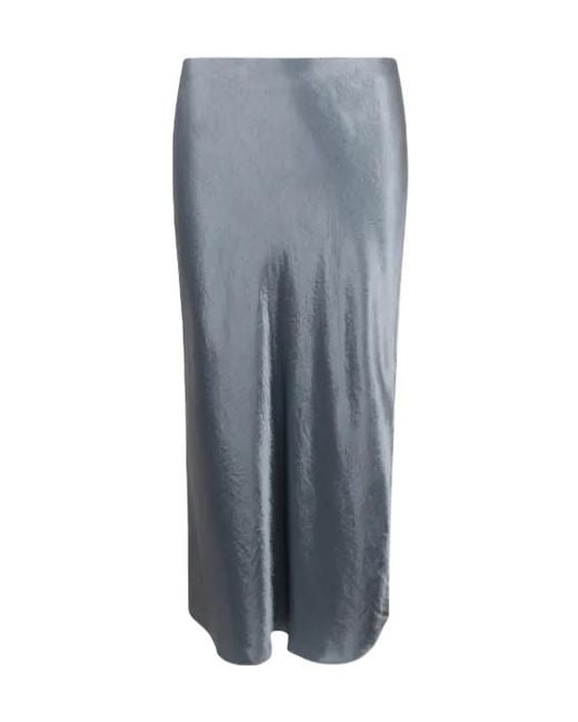 Vince Gray Satin Midi Slip Skirt