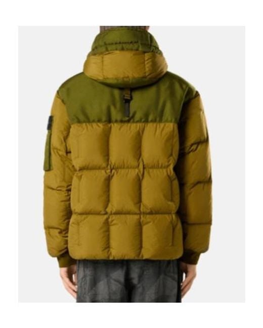 Stone Island Green Hooded Down Jacket With Wind Resistance And Anti-Drop for men