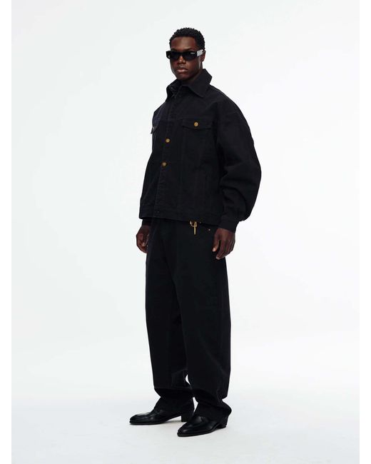 Willy Chavarria Black Logo-Buttoned Denim Jacket for men