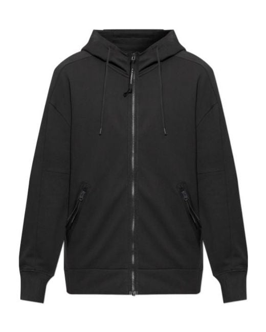 C P Company Black Goggle Zip-Up Hoodie for men