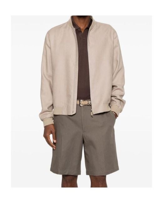 Zegna Natural Zip-Up Bomber Jacket for men