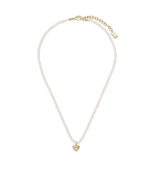 COACH White Heart-Shaped Pendant Necklace