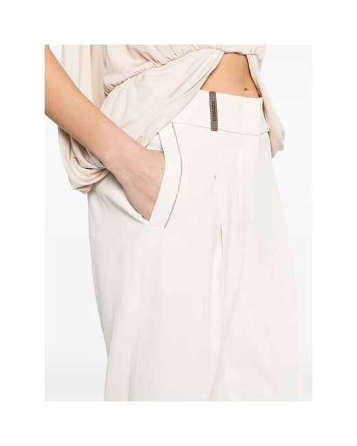 Peserico White Cropped Tailored Pants