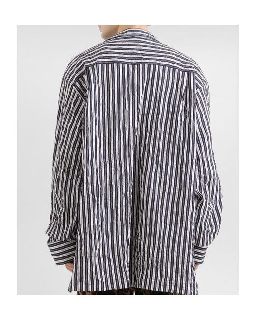 Dolce & Gabbana Blue Crinkled Stripe Oversized Shirt for men