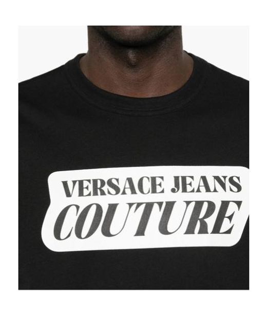 Versace Black Jeans Couture Logo Printed Crewneck T-Shirt for men