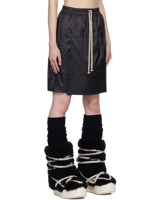 Moncler Black Moncler Rick Owens Logo Embroidered Drawstring Shorts for men