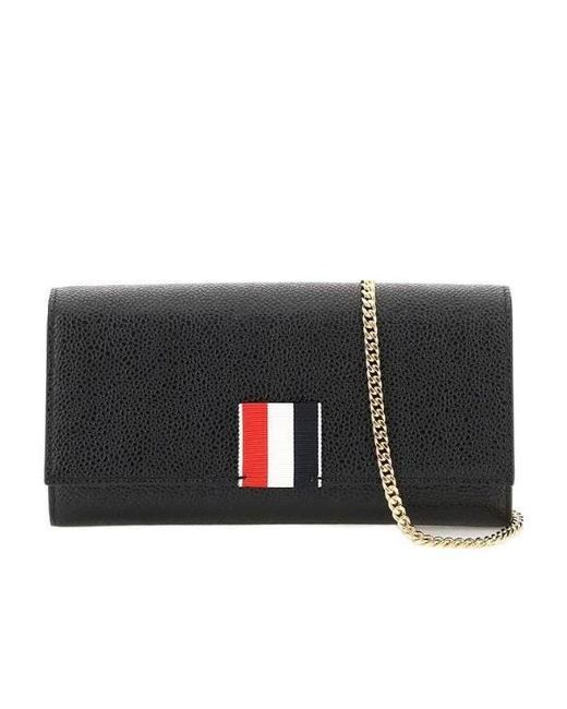 Thom Browne Black Logo Patch Chained Shoulder Bag
