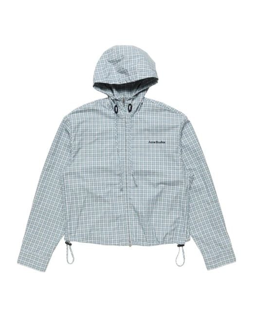 Acne Blue Hooded Check Jacket