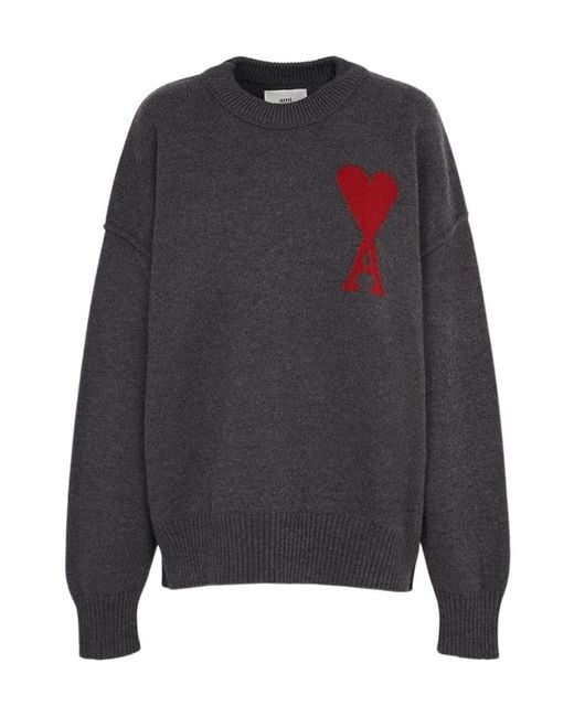 AMI Gray Ami Paris Sweater for men