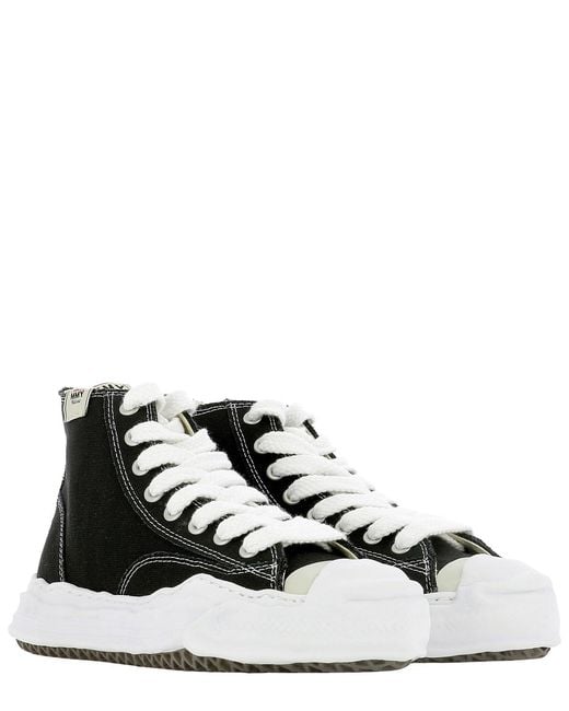 Maison Mihara Yasuhiro Black Logo Detailed Lace-Up Sneakers for men