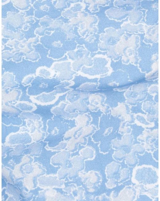 Ganni Blue High-Waist Straight-Leg Floral Pants