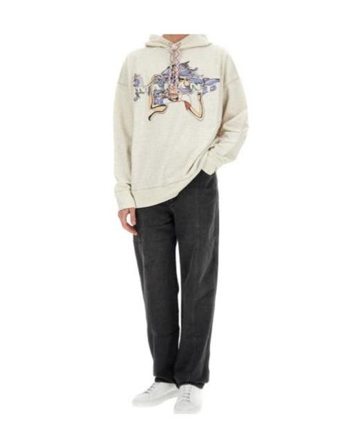 Isabel Marant White Milanz Drawstring Hoodie for men