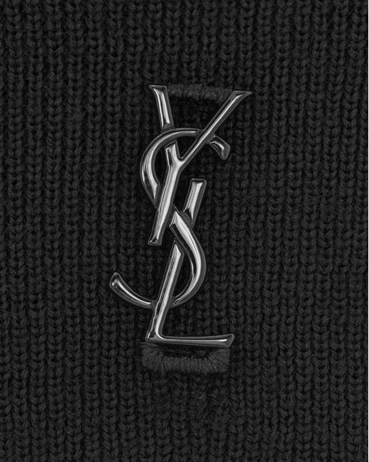 Saint Laurent Black Le Cassandre Logo Plaque Knitted Vest