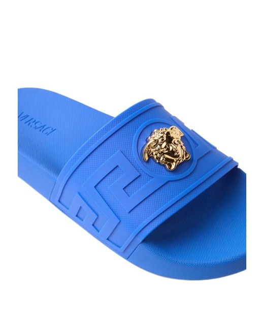 Versace Blue Medusa-Motif Open-Toe Slippers for men